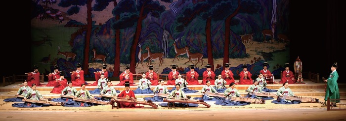 Interpretación de Yeomillak (“Gozo del pueblo”), música de corte compuesta durante el reinado del Rey Sejong en el siglo XV.