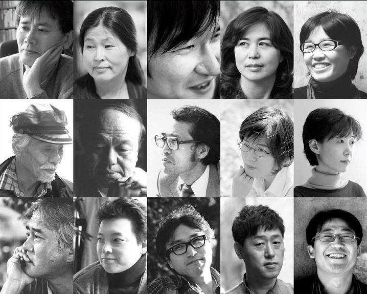 지난 3월 14일 출간된 ‘바이링궐 에디션 한국 대표 소설’ 시리즈에 실린 한국 작가 15인. (사진제공: 도서출판 아시아)
