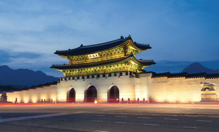 Fundo A Câmara Do Rei Na Corte Real De Seul Na Colina De Hanseong