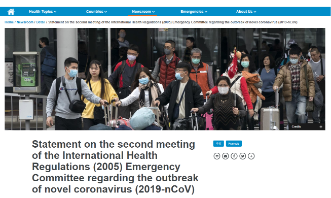 OMS declara emergencia de salud pública por coronavirus