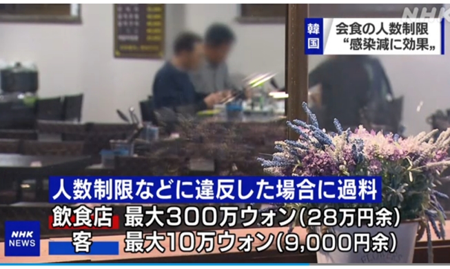 NHK destaca la medida coreana de prohibir reuniones de más de 4 personas como el factor de la caída de los casos nuevos