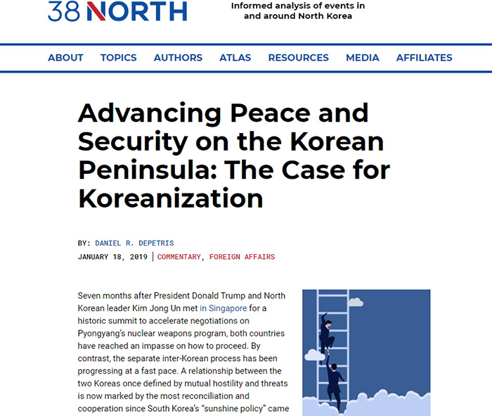 38 North, una agencia de noticias estadounidense que se especializa en Corea del Norte instó el 18 de enero a Washington a priorizar el arreglo de la paz y la prosperidad duraderas en la península coreana. | Sitio web de 38 North
