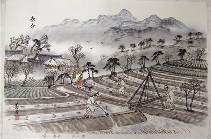 On Chunbun, the spring equinox, farmers till their fields and repair any damaged walls.