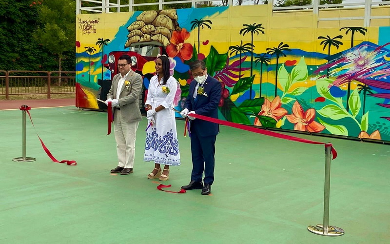 La ministra Angélica Mayolo el 5 de junio en la ceremonia de inauguración del mural 