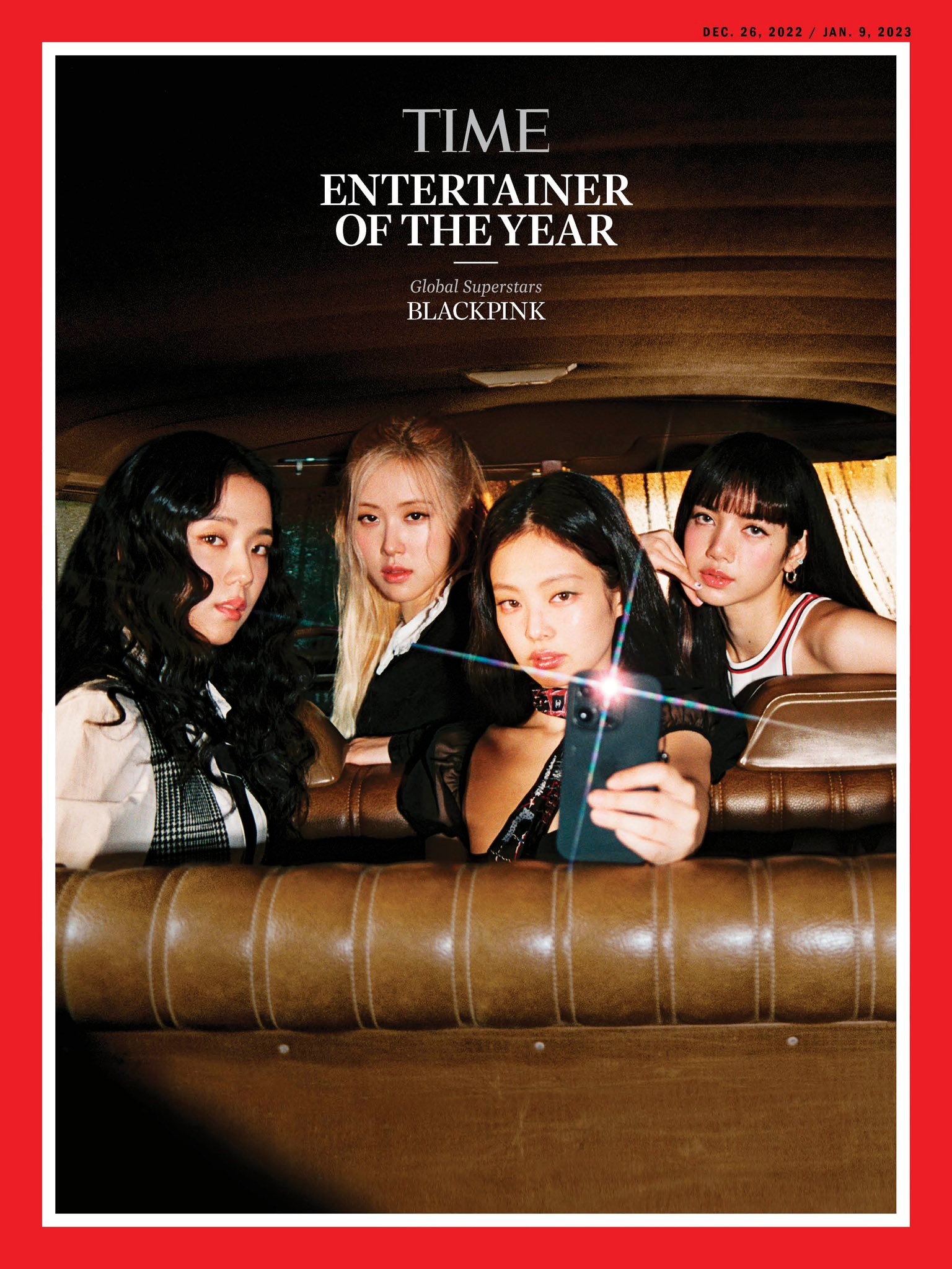 Cartel conmemorativo para informar que la revista Time nombró a BLACKPINK como 'Artista del Año' de 2022. | Página oficial de Time en Facebook 