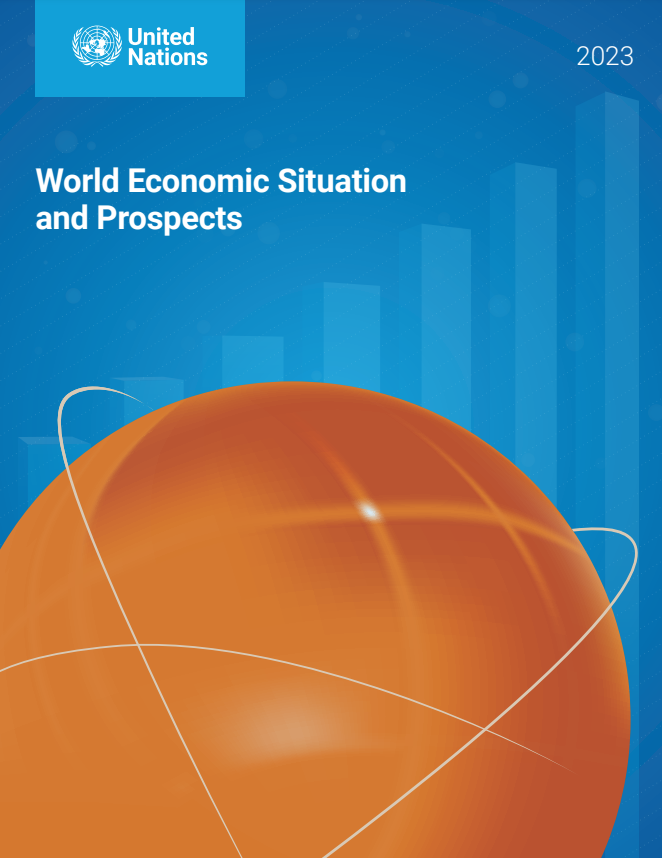 La portdada del informe 'Situación y perspectivas económicas mundiales de la ONU para 2023'. | Captura de pantalla del Sitio web de la ONU