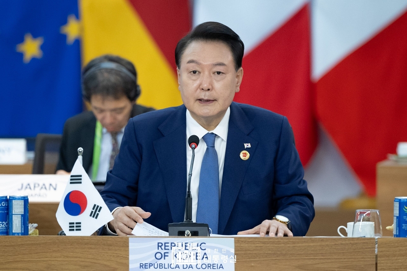 El presidente Yoon Suk Yeol habla durante su intervención el 19 de noviembre en la tercera sesión de la cumbre del Grupo de los 20 en Río de Janeiro. | Oficina presidencial