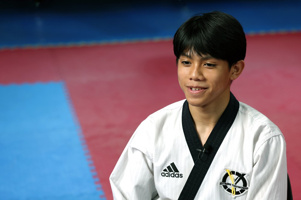 Byeon Jae-young, de 16 años, habla con Korea.net en una entrevista, el 25 de febrero, en la sala de práctica de taekwondo de la Universidad Yong In, en Yongin, provincia de Gyeonggi-do. | Lee Jun Young, Korea.net
