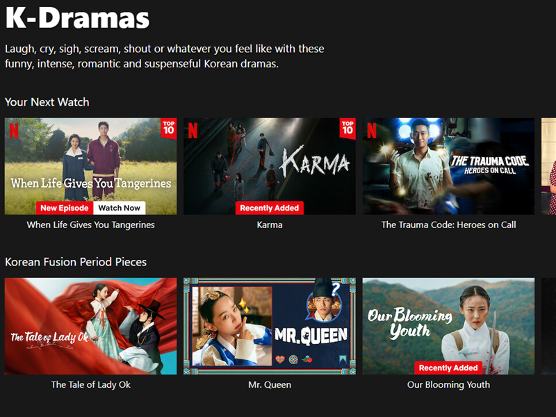 El contenido coreano fue el segundo más visto en Netflix a nivel mundial durante el año 2024, según informó Ampere. | Captura de pantalla del sitio web de Netflix