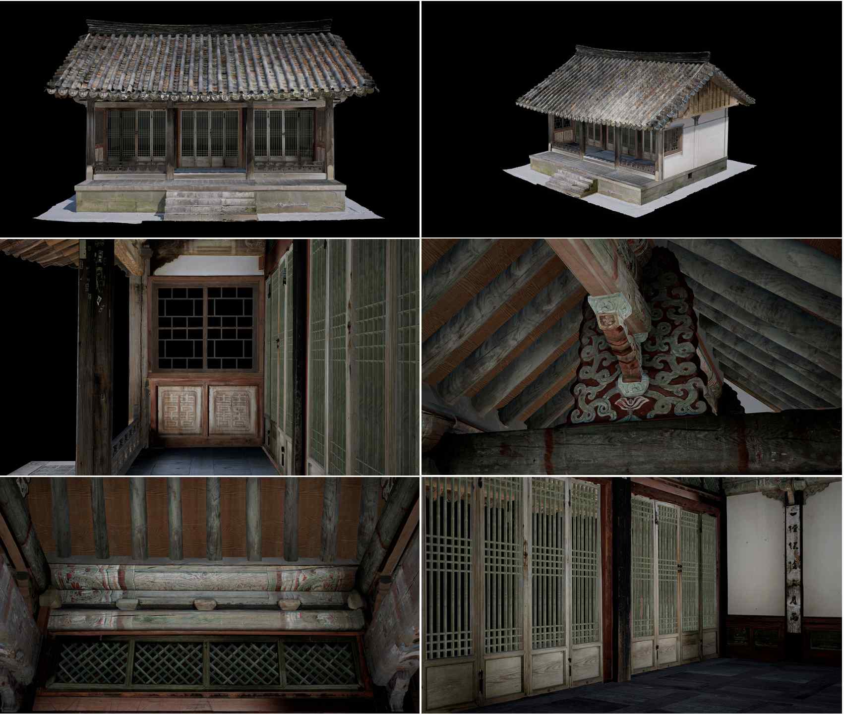 El escaneo 3D del santuario Gwanwoldang, considerado una estructura real de la dinastía Joseon (1392–1910) construida entre los siglos XVIII y XIX. Aunque su estructura de madera es relativamente sencilla, presenta un diseño interior colorido y solemne.