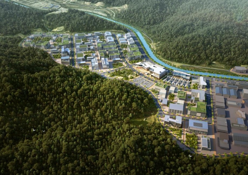 Se muestra una vista aérea del clúster de pilas de combustible de hidrógeno que se construirá en el Complejo Industrial Nacional Pohang Blue Valley, en la provincia de Gyeongsangbuk-do. | Ayuntamiento de Pohang