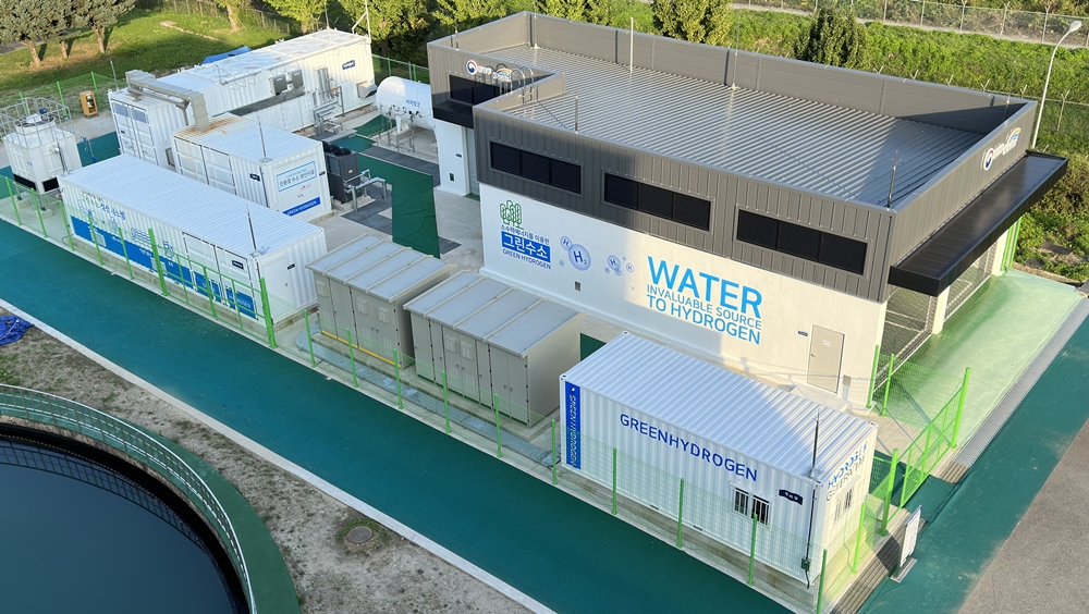 Se muestra la instalación de hidrógeno verde en la Planta de Purificación de Agua de Seongnam, provincia de Gyeonggi-do. | Ministerio de Medio Ambiente