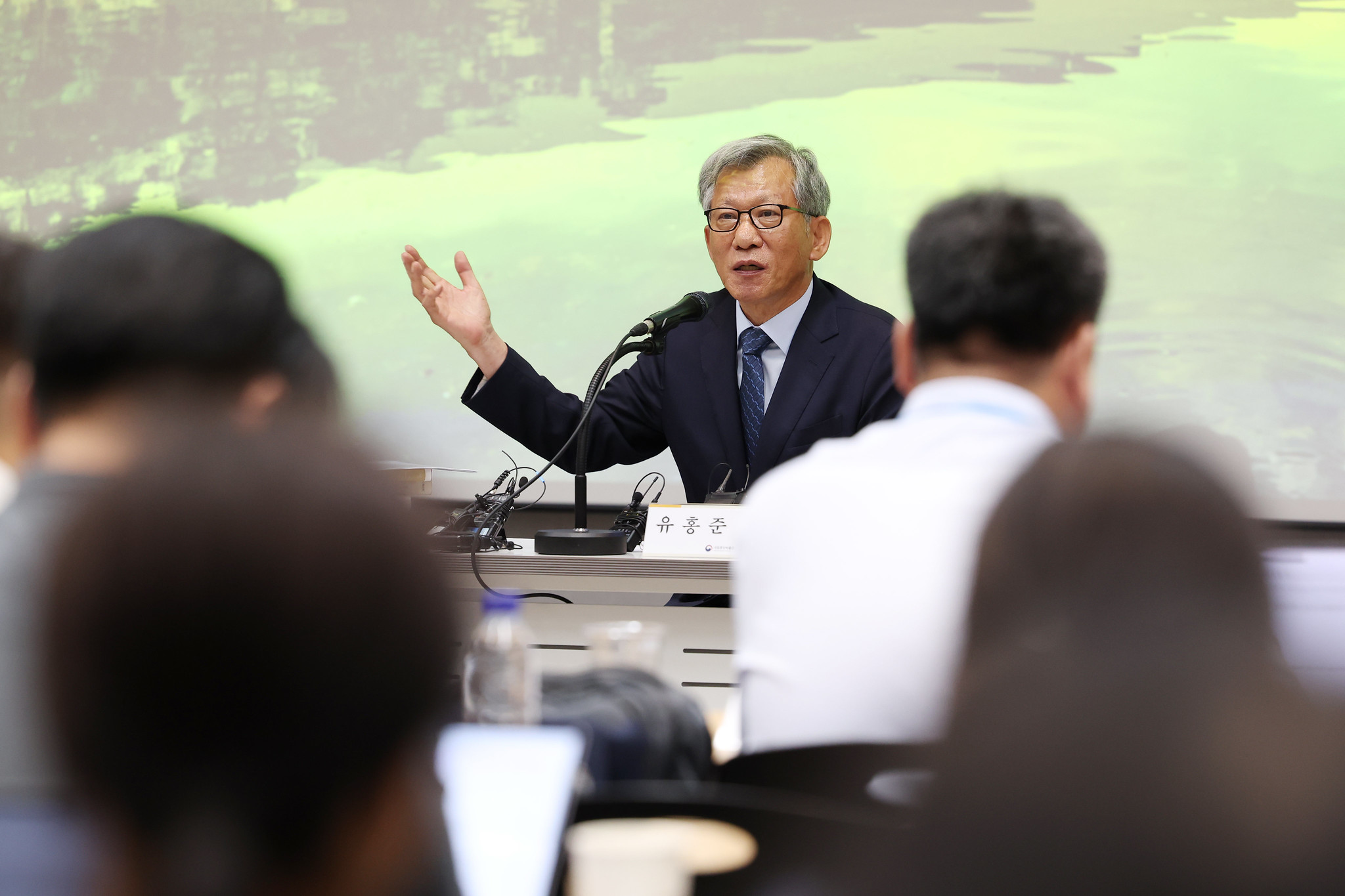 You Hong June, director del Museo Nacional de Corea, da a conocer su visión como un nuevo director durante una rueda de prensa el 24 de julio.