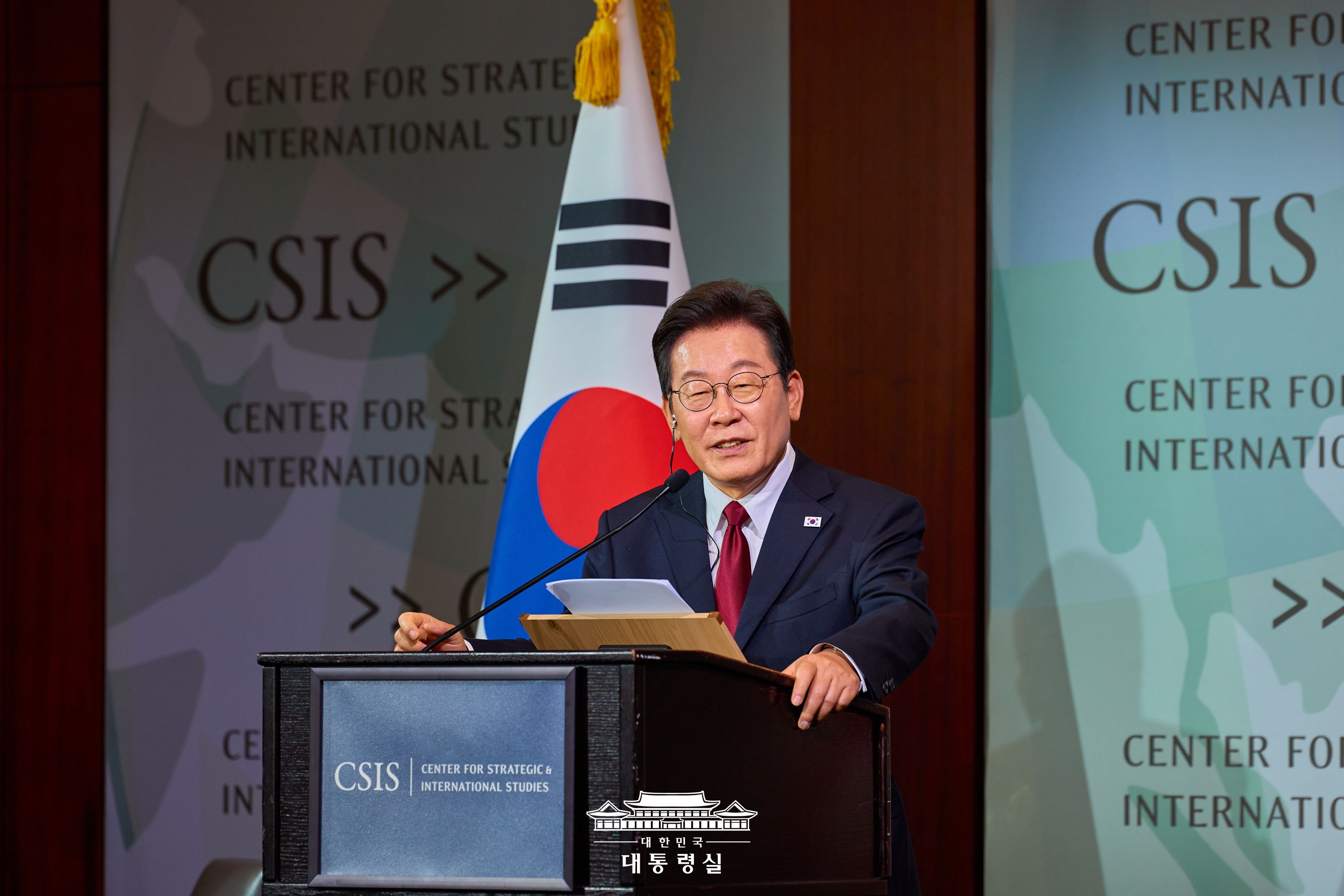 El presidente Lee Jae Myung pronuncia un discurso el 25 de agosto en el Centro de Estudios Estratégicos e Internacionales (CSIS, por sus siglas en inglés), en Washington D.C. | Oficina presidencial