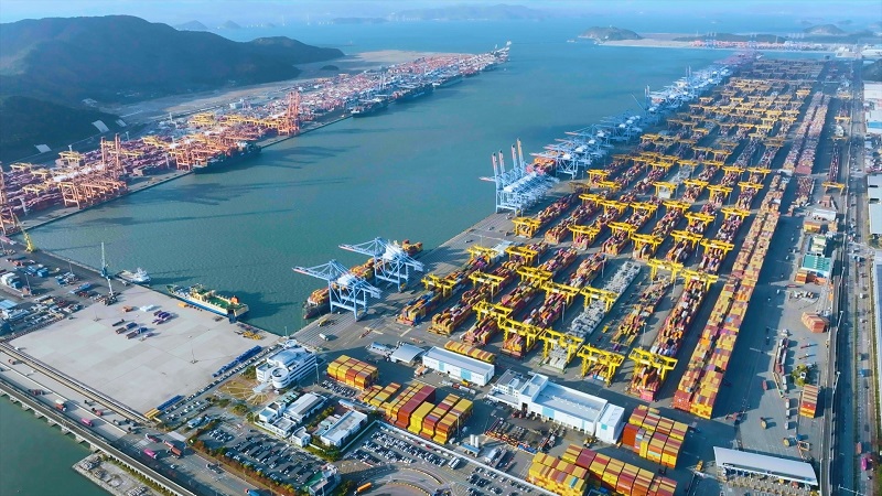 La foto muestra una vista aérea del Nuevo Puerto de Busan, en el distrito de Gangseo-gu de Busan. | Autoridad Portuaria de Busan
