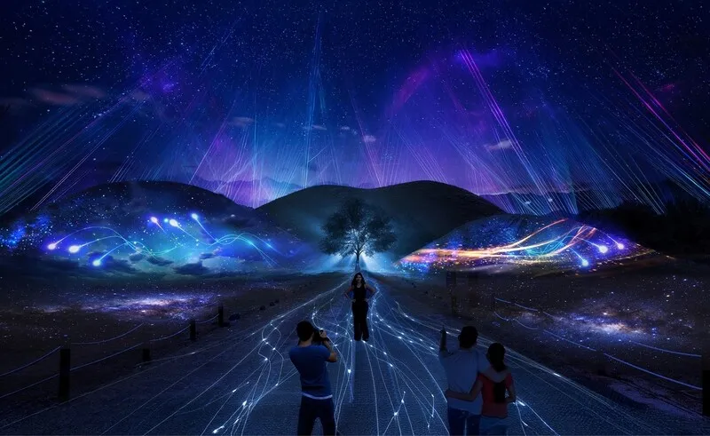 Se mustra una instalación de arte multimedia en el Complejo de Tumbas Antiguas Daereungwon. | Gobierno municipal de Gyeongju