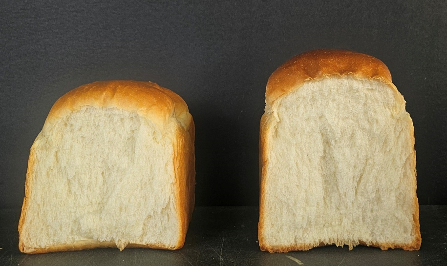 Panes elaborados con la variedad de trigo Irum (derecha) y con Baekkang. 