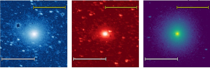 La foto muestra los residuos de las mol&eacute;culas de agua (H₂O), di&oacute;xido de carbono (CO₂), y mon&oacute;xido de carbono (CO), encontradas en la capa atmosf&eacute;rica del cometa. | Instituto de Astronom&iacute;a y Ciencia Espacial de Corea
