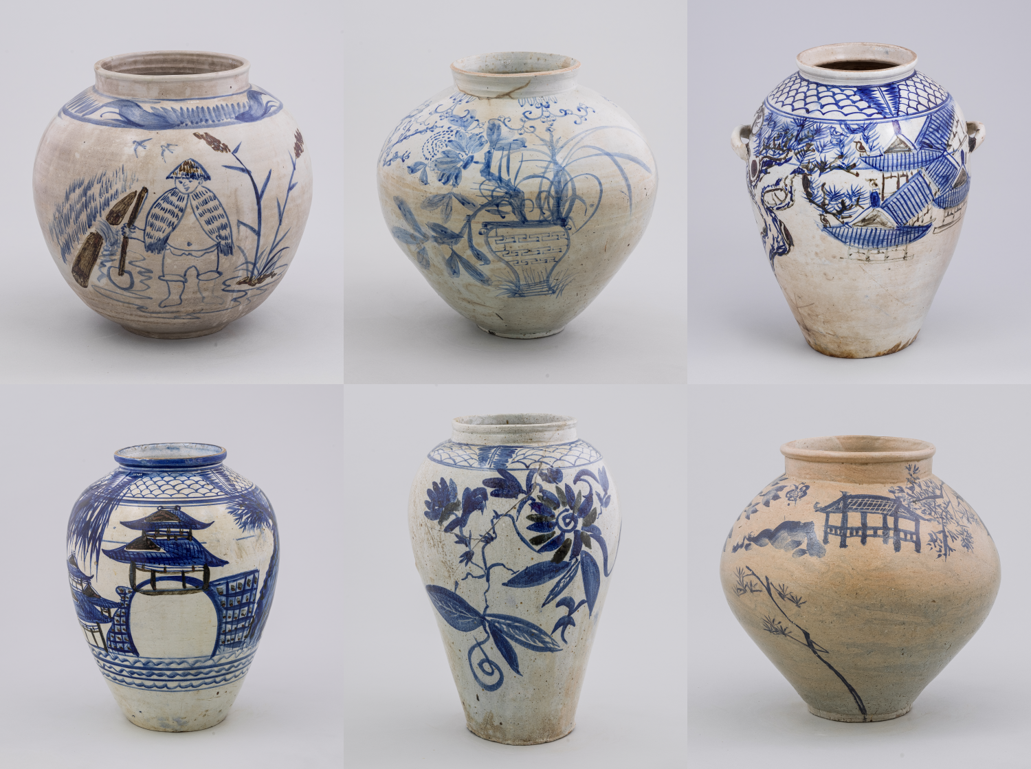 Las fotos muestran las vasijas tradicionales de Haeju de principios del siglo XX, decoradas con motivos vivos de peonías, peces y crisantemos. | Museo Nacional del Folclore de Corea