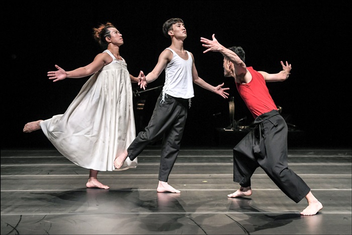 Los bailarines presentan “Nativos”, un espectáculo de danza moderna coproducido por la Compañía Nacional de Danza Contemporánea de Corea y el Teatro de Lieja de Bélgica, en el Centro Sejong para las Artes Escénicas en Seúl el 2 de noviembre.