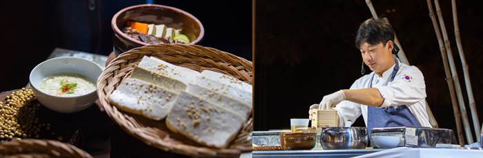 El CCC en Egipto celebró '2018 Taste of Korea', un evento promueve la comida coreana en el Hotel Cairo Ritz-Carlton, el 7 de noviembre, y presentó comida coreana que puede prepararse con ingredientes locales. Los chefs coreanos demostraron la preparación de tofu con garbanzos egipcios, un ingrediente alimentario universal, después los asistentes locales pudieron probar la comida preparada y comunicarse con los organizadores. | Centro Cultural Coreano en Egipto