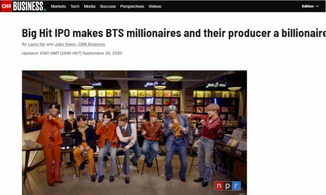 CNN: La OPI de Big Hit convierte a los 7 miembros de BTS en multimillonarios