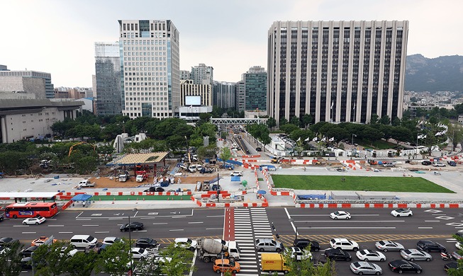 Plaza Gwanghwamun antes de la gran reapertura