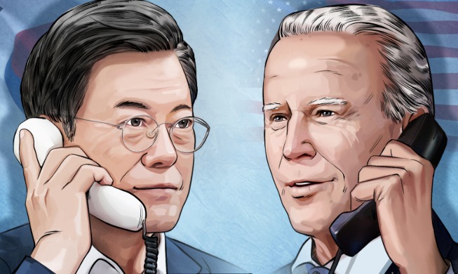 Moon y Biden sostienen la primera conversación telefónica y reafirman su voluntad hacia una alianza firme