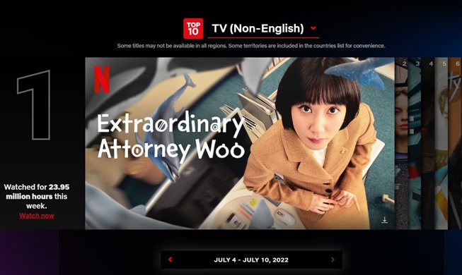 El drama legal coreano 'Woo, una abogada extraordinaria' lidera la lista de Netflix para programas de habla no inglesa