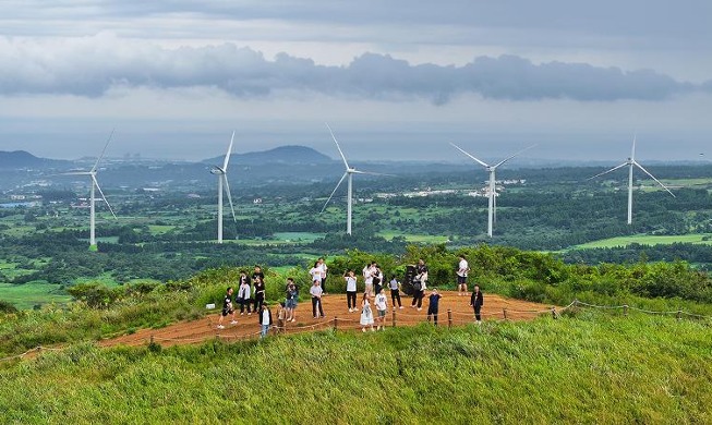 La vista desde el volcán Saebyeol Oreum