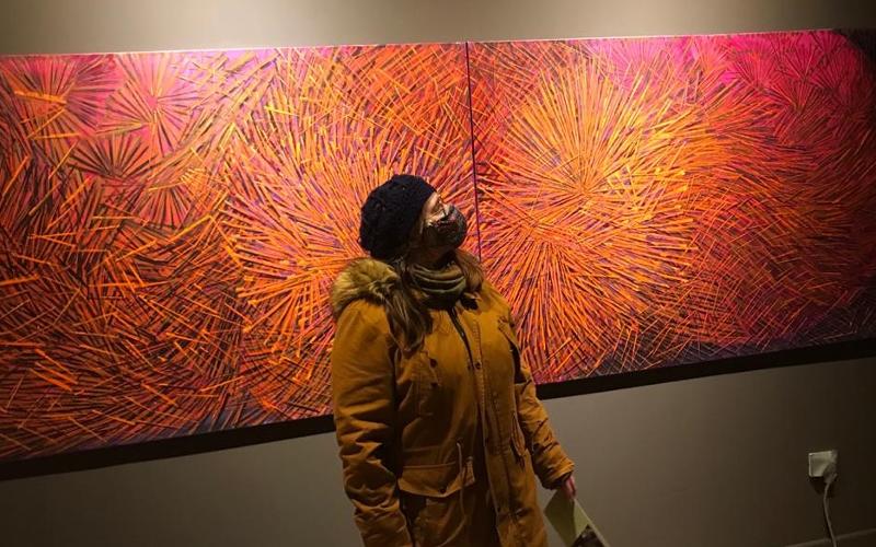 La segunda sala de la exposición se nombró Jardín del Cielo y hace referencia a la llegada de la artista a Buenos Aires. 