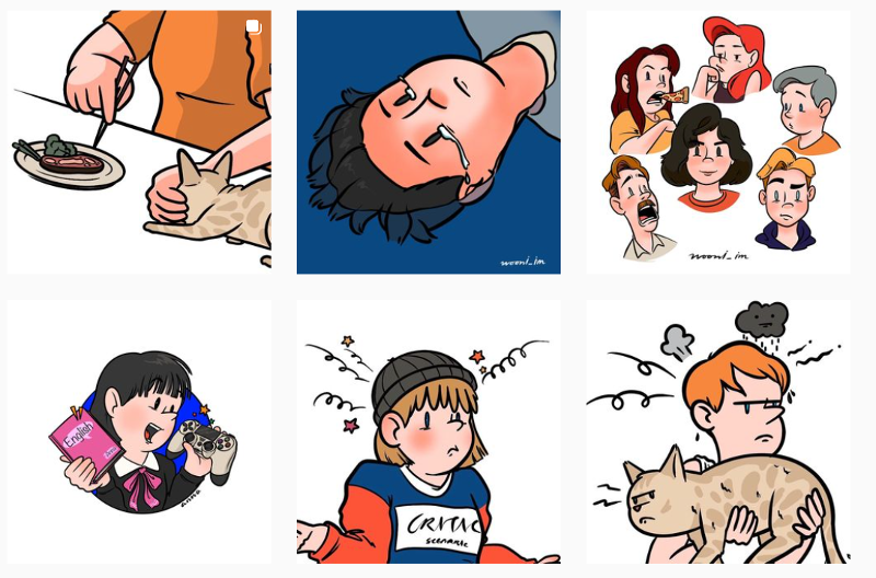 Los trabajos de ilustración de Wooni. | Cuenta en instagram de Wooni