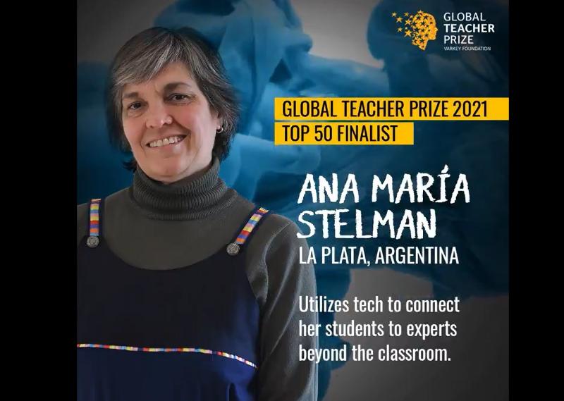 Ana María Stelman es maestra de educación primaria y ejerce en una escuela de la ciudad de La Plata, en Argentina. | Cuenta oficial de twitter de Global Teacher Prize