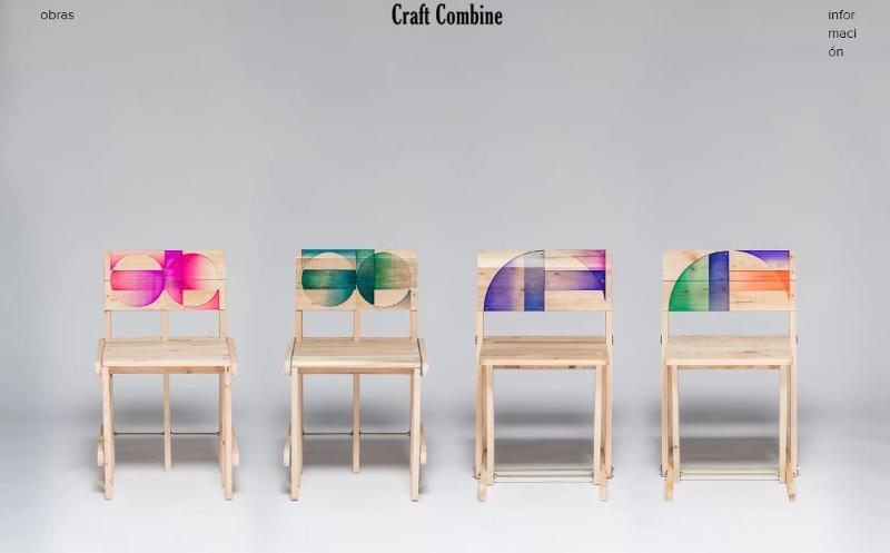 Uno de sus proyectos más destacados es la Patterned Pallet Chair del 2016, una silla hecha de pallets o tablas de madera que sirven para transportar mercancías. | Captura de pantalla de sitio web oficial de Craft Combine