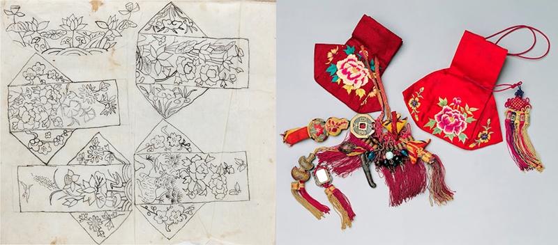 Patrón de bordado jasu del siglo XIX en una bolsa | Colección de Museo de la Universidad de Mujeres Sookmyung