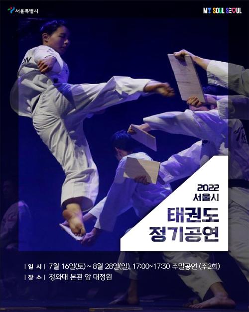 Afiche de demostración de taekwondo de Kukkiwon los fines de semana en la antigua casa presidencial Cheong Wa Dae | Gobierno Metropolitano de Seúl