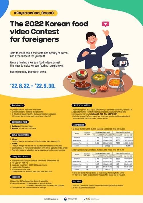 El póster en inglés del concurso de videos de comida coreana. | Ministerio de Agricultura, Alimentación y Asuntos Rurales 