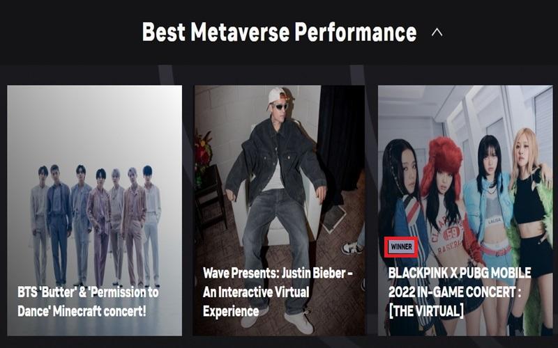  El 24 de noviembre, Blackpink ganó el premio MTV Europe Music Award (EMA) de este año, en el PSD Bank Dome en Dusseldorf, Alemania, a la mejor interpretación en el metaverso. | Captura de pantalla del sitio web de los MTV EMA de 2022 