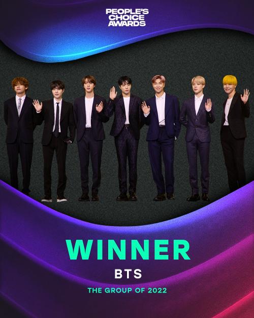 BTS ha ganado el máximo honor de grupo del año en los premios People's Choice Awards de los EE. UU. por tercer año consecutivo. | Página oficial de People's Choice Awards en Facebook