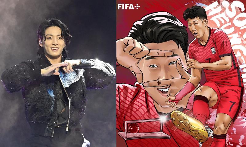 Jungkook (izquierda), miembro de la banda masculina de K-pop BTS, canta 
