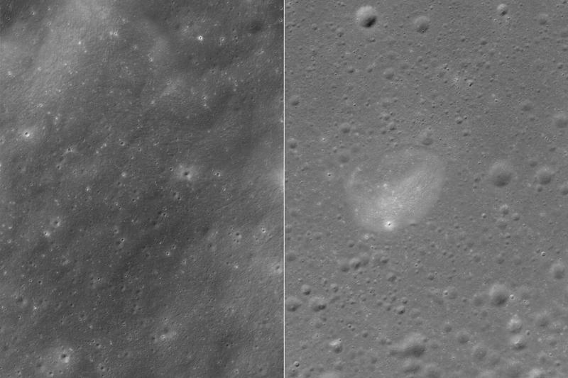 El orbitador lunar surcoreano Danuri tomó imágenes de la superficie de la Luna. La imagen de la izquierda, tomada el 5 de enero, muestra el 