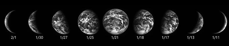 La imagen, filmada por Danuri desde la órbita de la misión a 100 km sobre la Luna, muestra el cambio de fase de la Tierra debido a su revolución.