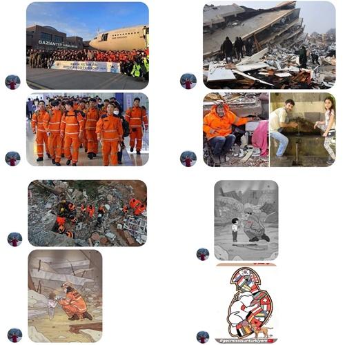 Junto con su mensaje de agradecimiento, Huseyin Kagan envió fotos del Equipo de Socorro para Casos de Desastre de Corea e imágenes que muestran la solidaridad entre Corea y Turquía dibujadas por el ilustrador coreano Myeong Min-ho, que recientemente se volvieron virales en las redes sociales.