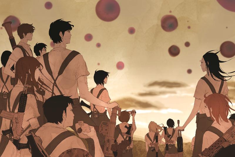 La imagen muestra una escena del webtoon 'Duty After School' de Ha Il-kwon, un thriller de ciencia ficción publicado en 2012 sobre estudiantes que se convierten en soldados de reserva para luchar contra objetos redondos no identificados que se infiltran en la Tierra desde el espacio. En marzo, se lanzó una serie de televisión basada en este webtoon en el servicio de transmisión libre de Corea, Tving. | Ha Il-kwon