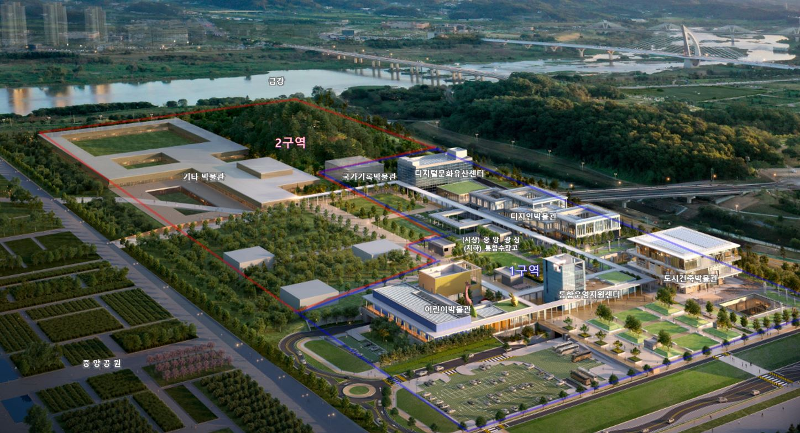 La foto muestra una panorámica del diseño futuro del Complejo de Museos Nacionales del centro administrativo multifuncional de la ciudad autónoma especial de Sejong. | Agencia Administrativa Multifuncional de Construcción de la ciudad autónoma especial de Sejong 