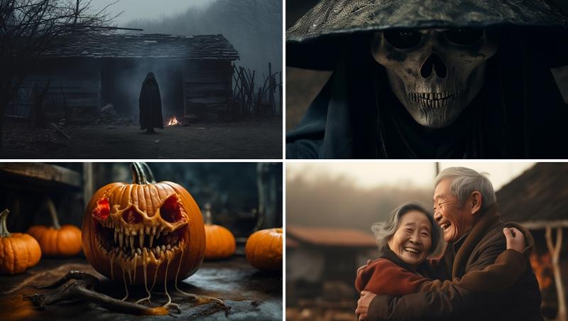 Se muestran unas escenas de 'One More Pumpkin', película creada por el director Hansl von Kwon mediante IA generativa.