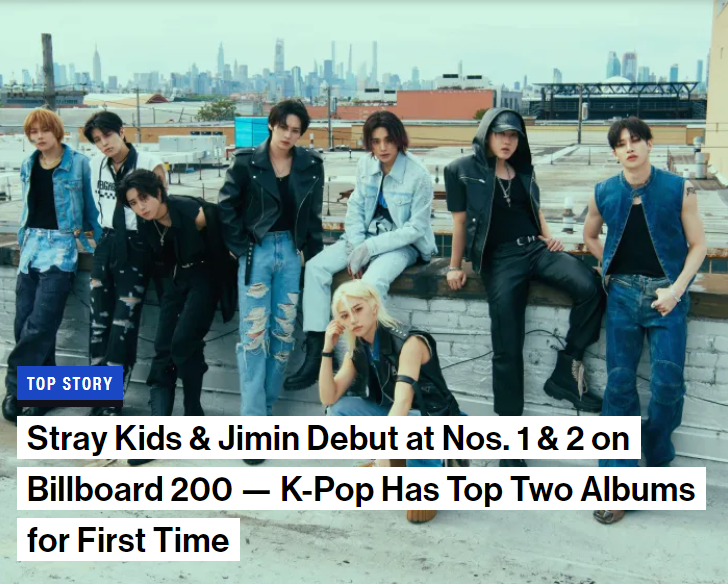 Billboard anunció el 28 de julio que el K-pop logró por primera vez tener los álbumes en los puestos 1 y 2 de la lista Billboard 200. | Captura de pantalla del sitio web de Billboard
