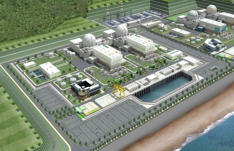 La foto muestra el diseño de los reactores nucleares No. 3 y No. 4 de Shin-Hanul, que serán construidos en el condado de Uljin, en la provincia de Gyeongsangbuk-do. | Korea Hydro & Nuclear Power