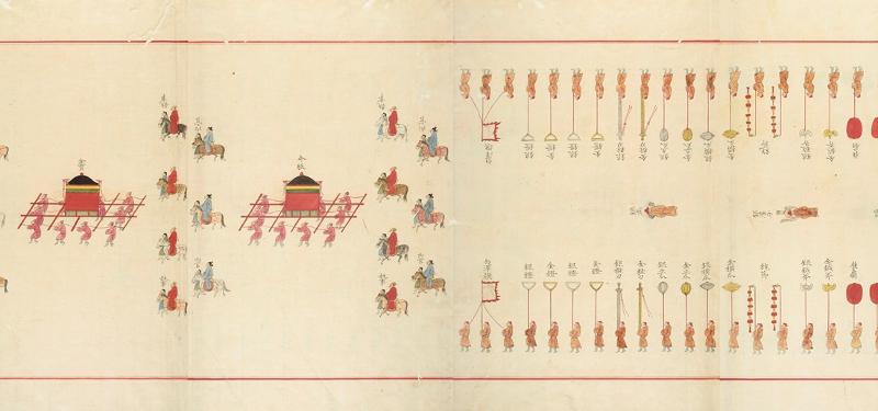 El Museo Nacional de Corea en Seúl anunció el 13 de noviembre que abrirá el 15 de noviembre la Galería Oegyujanggak Uigwe, titulada 'Archivo del Rey para el Mundo de la Propiedad'. La imagen muestra una ilustración del Oegyujanggak Uigwe (Protocolos Reales de la dinastía Joseon), que retrata la boda real del rey Sukjong y la reina Inhyeon. | Museo Nacional de Corea