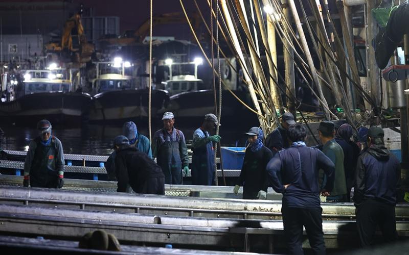 El Ministerio de Océanos y Pesca anunció el 16 de diciembre que el salario mínimo para los trabajadores de los barcos en 2025 será de 2.614.810 wones. La foto muestra a unos trabajadores se preparan para zarpar desde un muelle en el condado de Ongjin-gun, Incheon. | Agencia de Noticias Yonhap